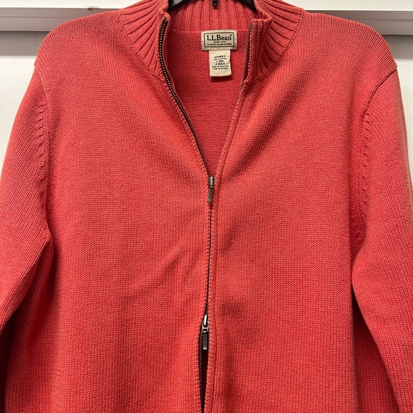 LL Bean Woman’s 100% Cotton Double Zippered Long Sleeve Cardigan 0 BUG4 Size L - Picture 3 of 8
